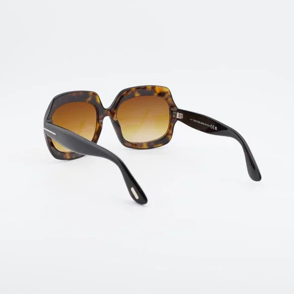 Tom Ford Ren FT1155 52F Sunglasses Havana Square Frame, Brown Lenses